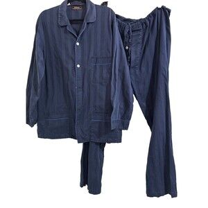 Neiman Marcus Men’s Long Sleeve Pajamas size 44 Old Money Navy Blue